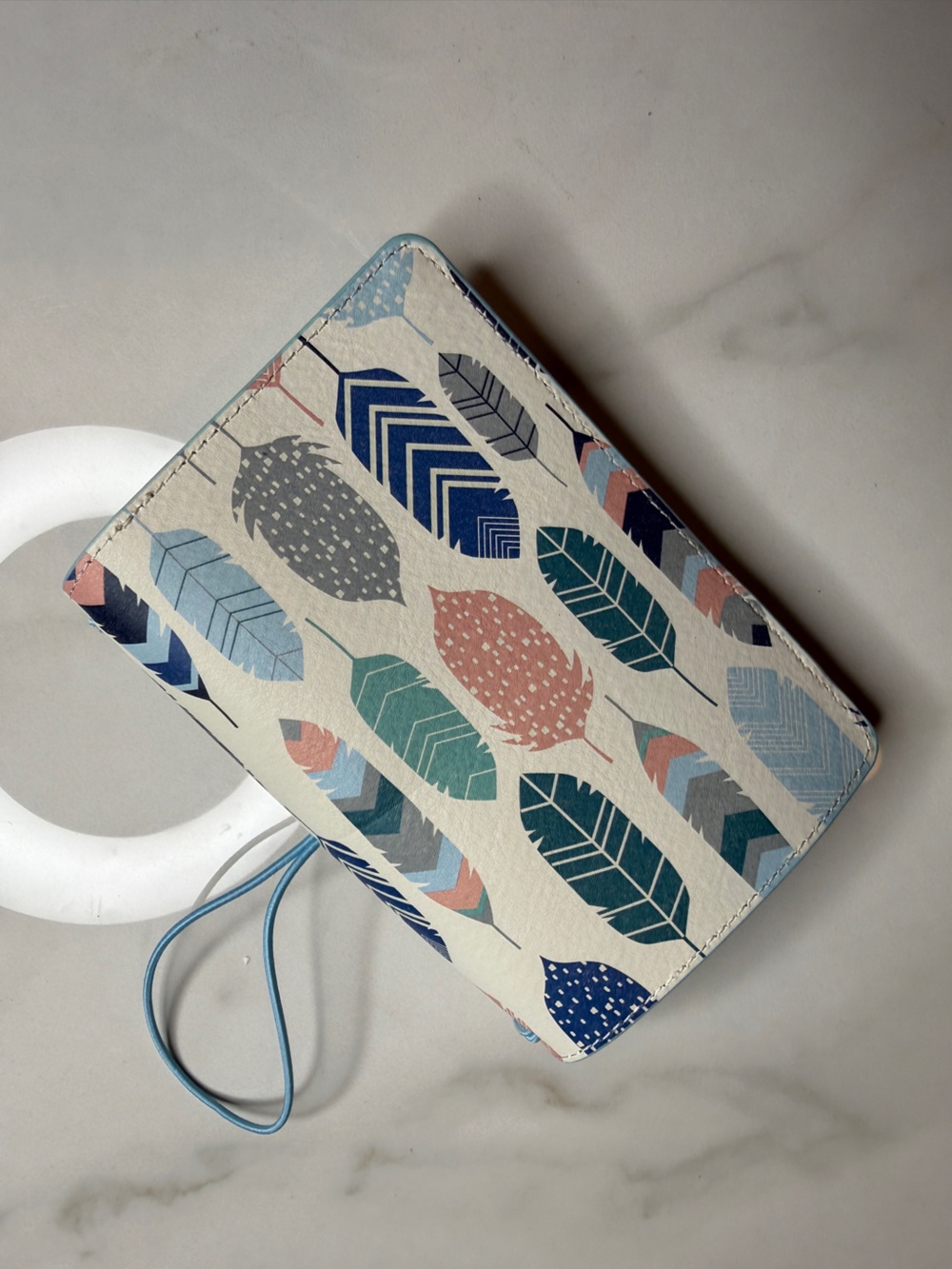 Carpe Diem Feather Pattern Home Office Planner Cover- Blue & Teal